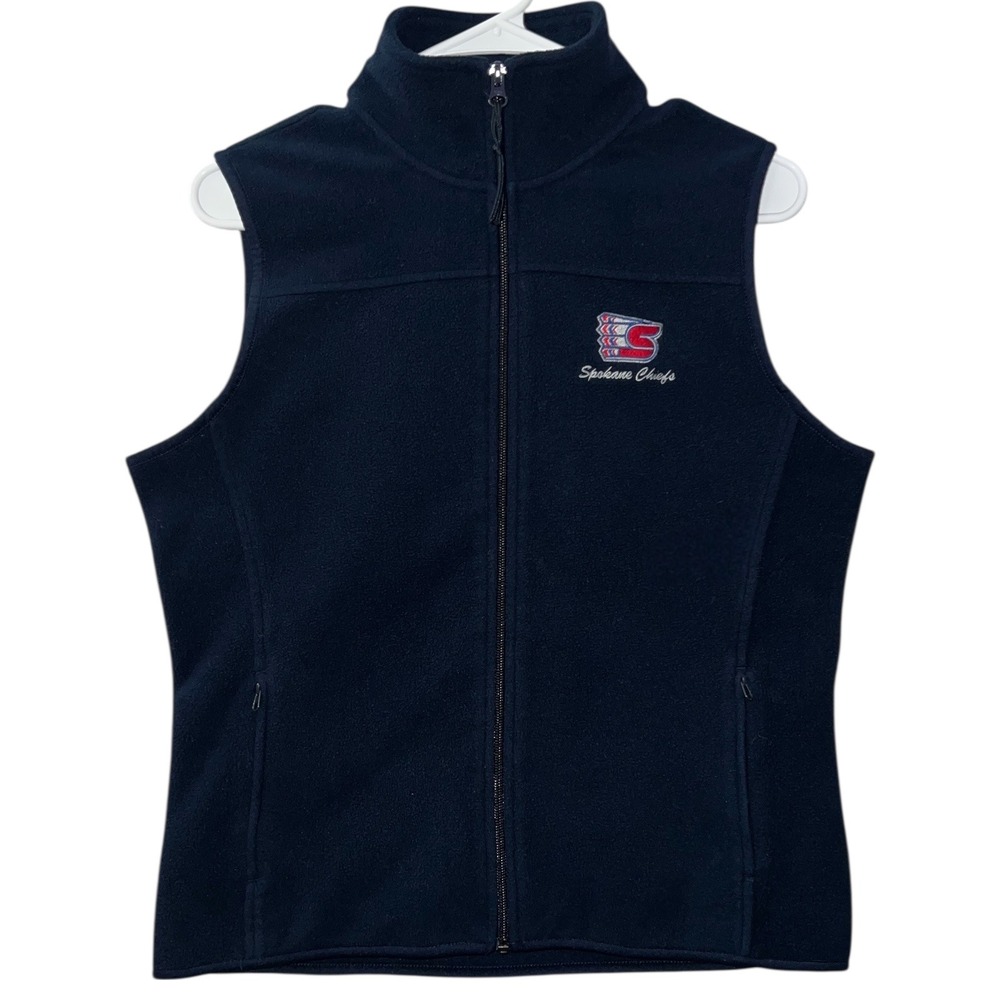 Spokane Chiefs Women's Fleece Vest Full Zip Navy Blue Small Vintage Hockey‎
